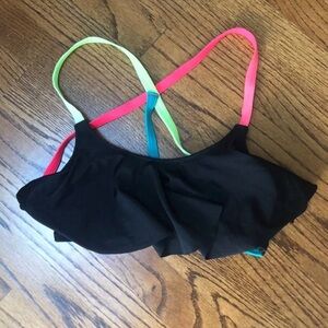 PINK Victoria's Secret Black Bikini Top with Neon Multi-Straps